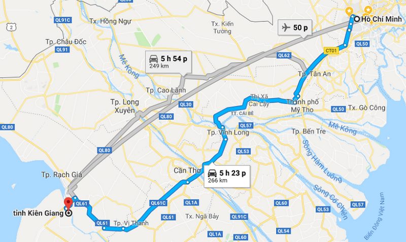 Cách di chuyển đến Kiên Giang