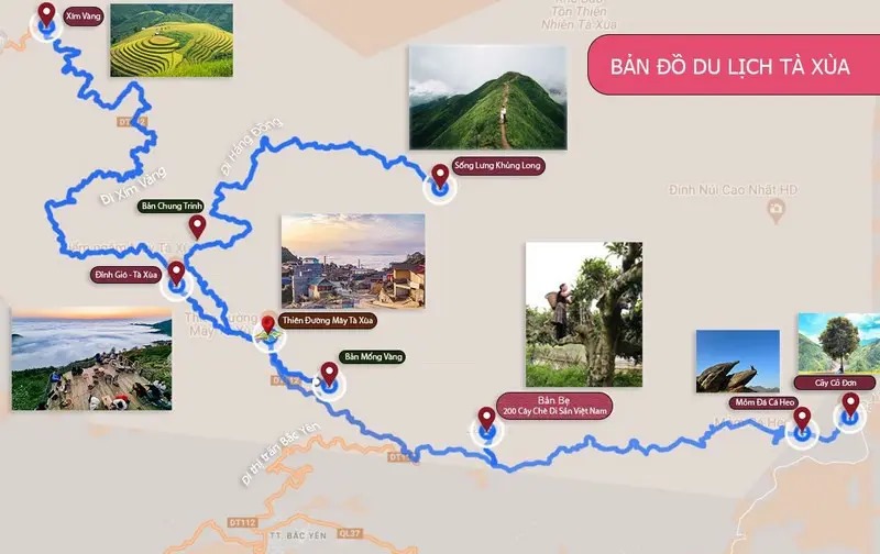 Theo dấu bản đồ du lịch Tà Xùa để đến Địa Điểm Du Lịch Tà Xùa